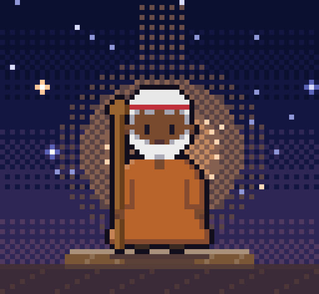 アボリジニの信仰（ドリーミング）の導き手「長老」のドット絵