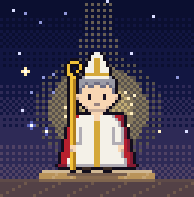 キリスト教（カトリック）の導き手「司教」のドット絵