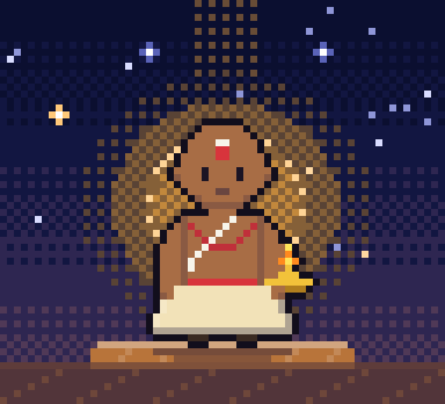 ヒンドゥー教の導き手「祭官（プージャーリー）」のドット絵