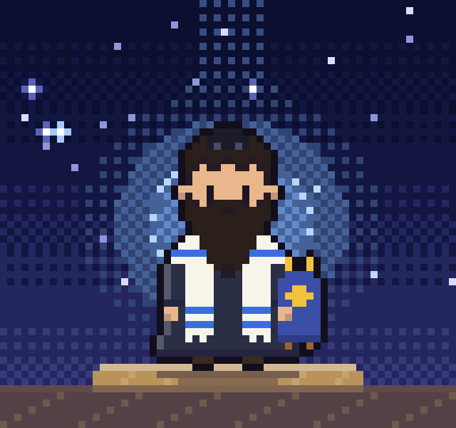 ユダヤ教（正統派）の導き手「ラビ（律法学者）」のドット絵