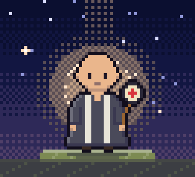 日蓮系仏教の導き手「唱題の僧」のドット絵
