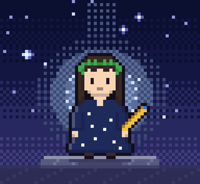 汎神論（スピノザの神）の導き手「レンズ磨きの哲学者」のドット絵