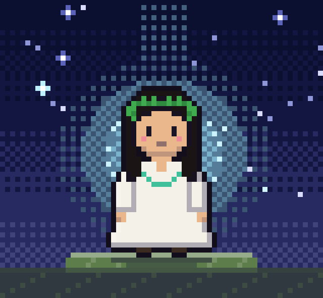 琉球の信仰（ニライカナイ）の導き手「神女（ノロ）」のドット絵