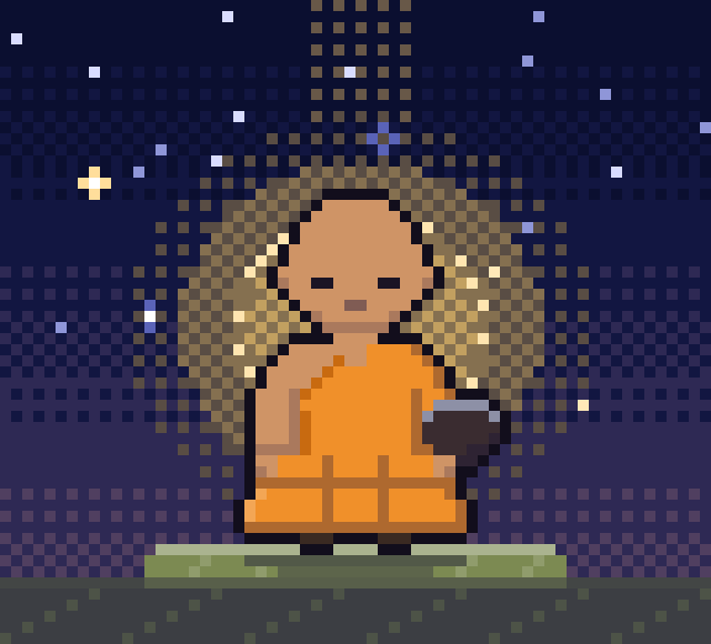 上座部仏教の導き手「托鉢僧」のドット絵