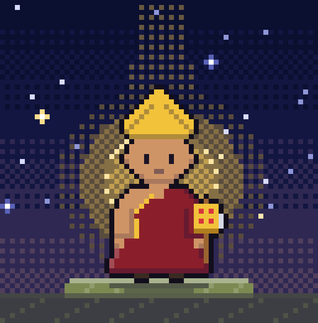 チベット仏教の導き手「ラマ（高僧）」のドット絵